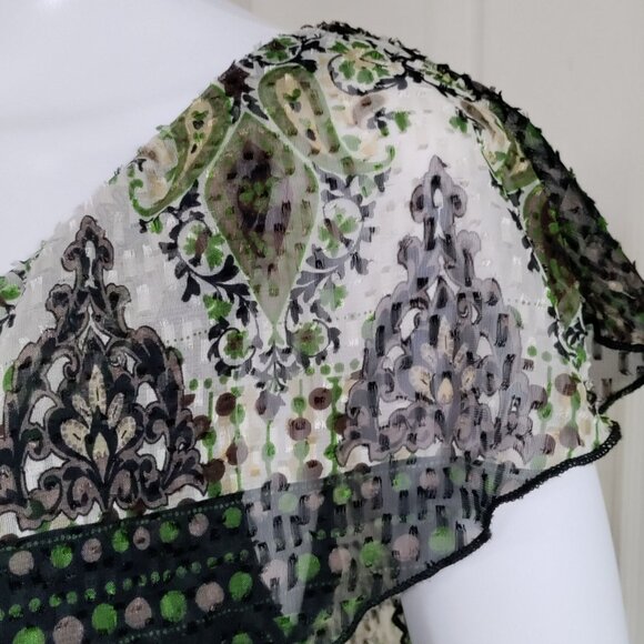 Pookie & Sebastian Whimsy Velvet Burnout Festival One Shoulder Ruffle Dress M - Picture 6 of 8